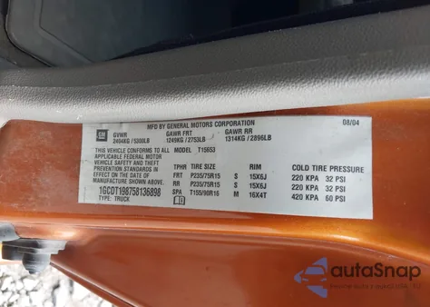 2005 Chevrolet Colorado из США, поврежденный, VIN 1GCDT198758136898